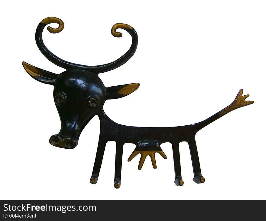 Iron cow for interior isolated on white background