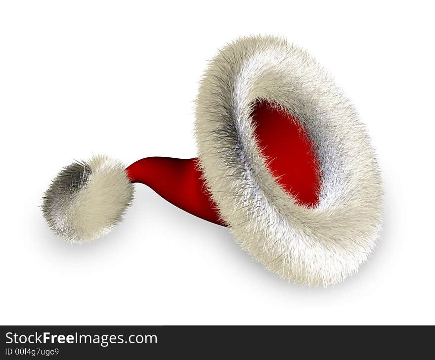 Santa claus hat over white background with shadow. Santa claus hat over white background with shadow