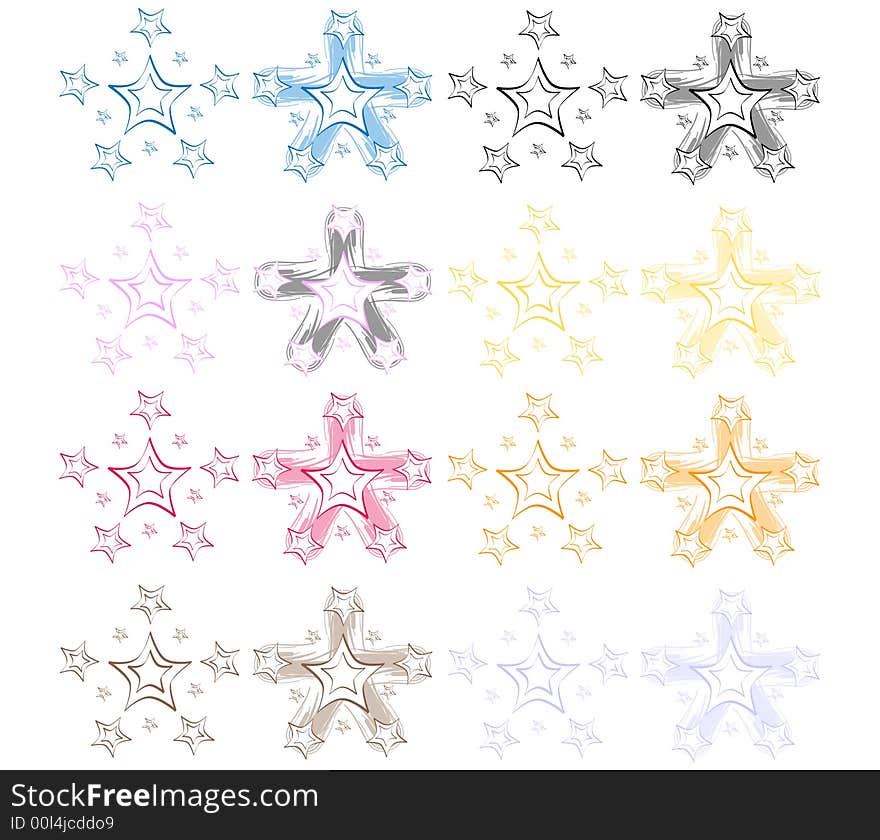 Star shaped designs in various colors. Star shaped designs in various colors.