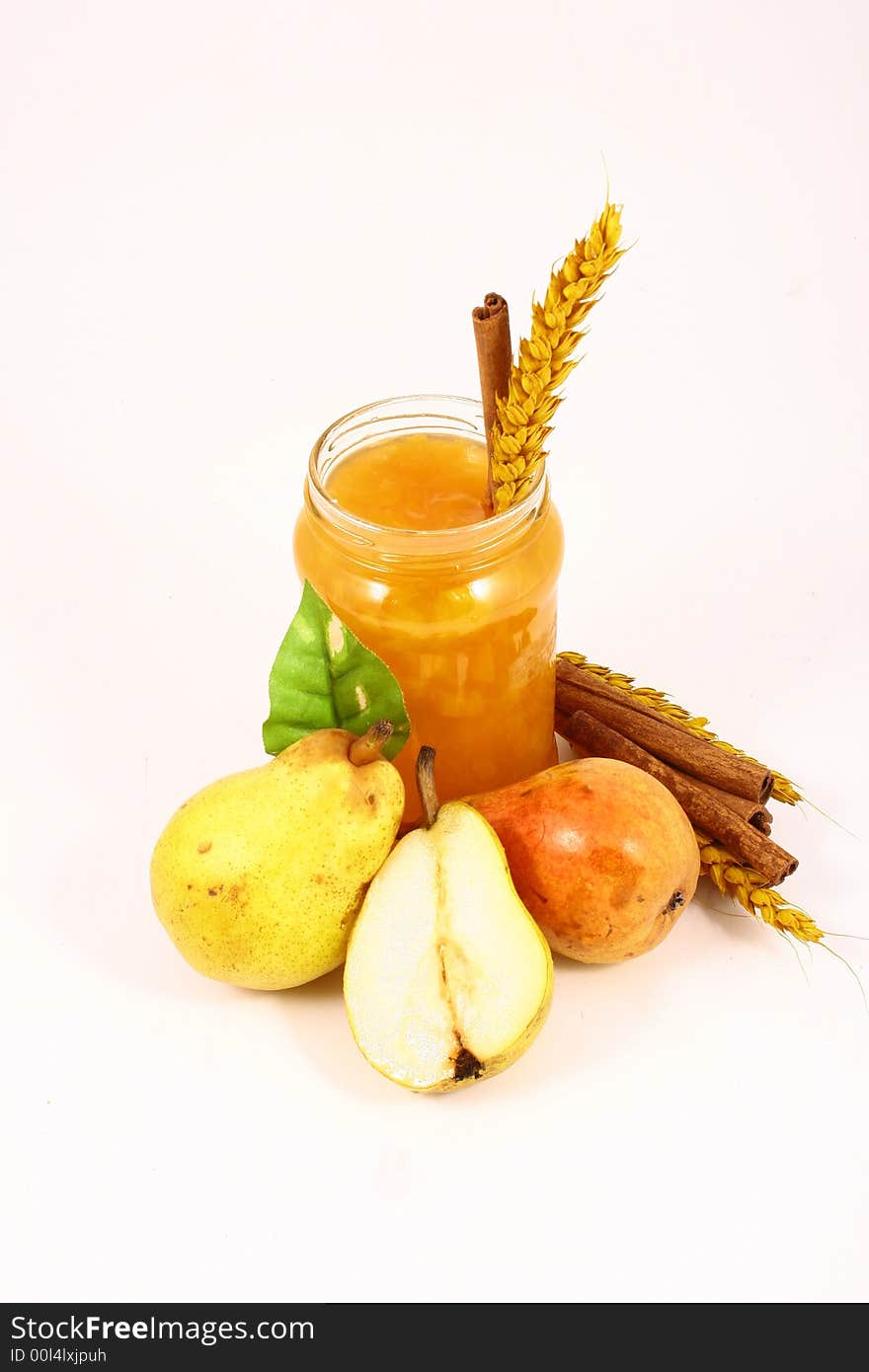 Pears on a white background-jam peach. Pears on a white background-jam peach