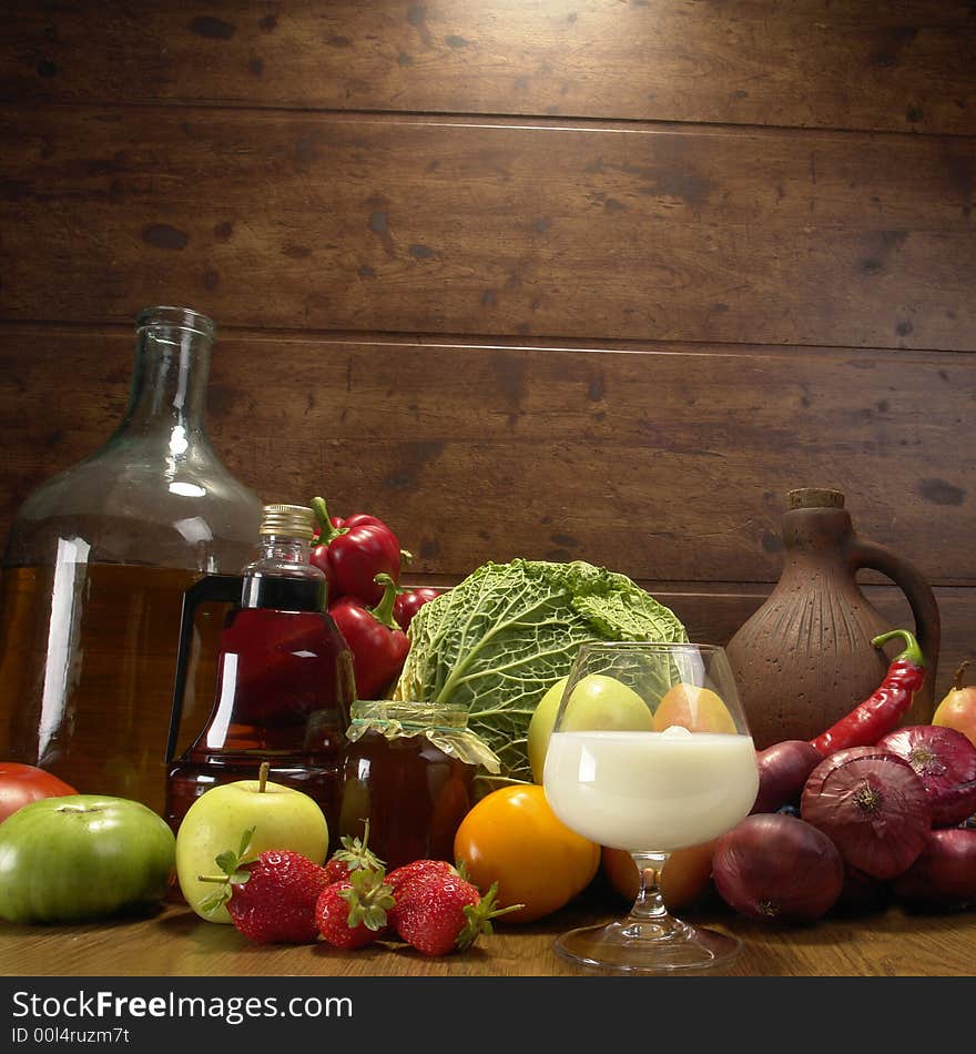 Still-life on a brown background