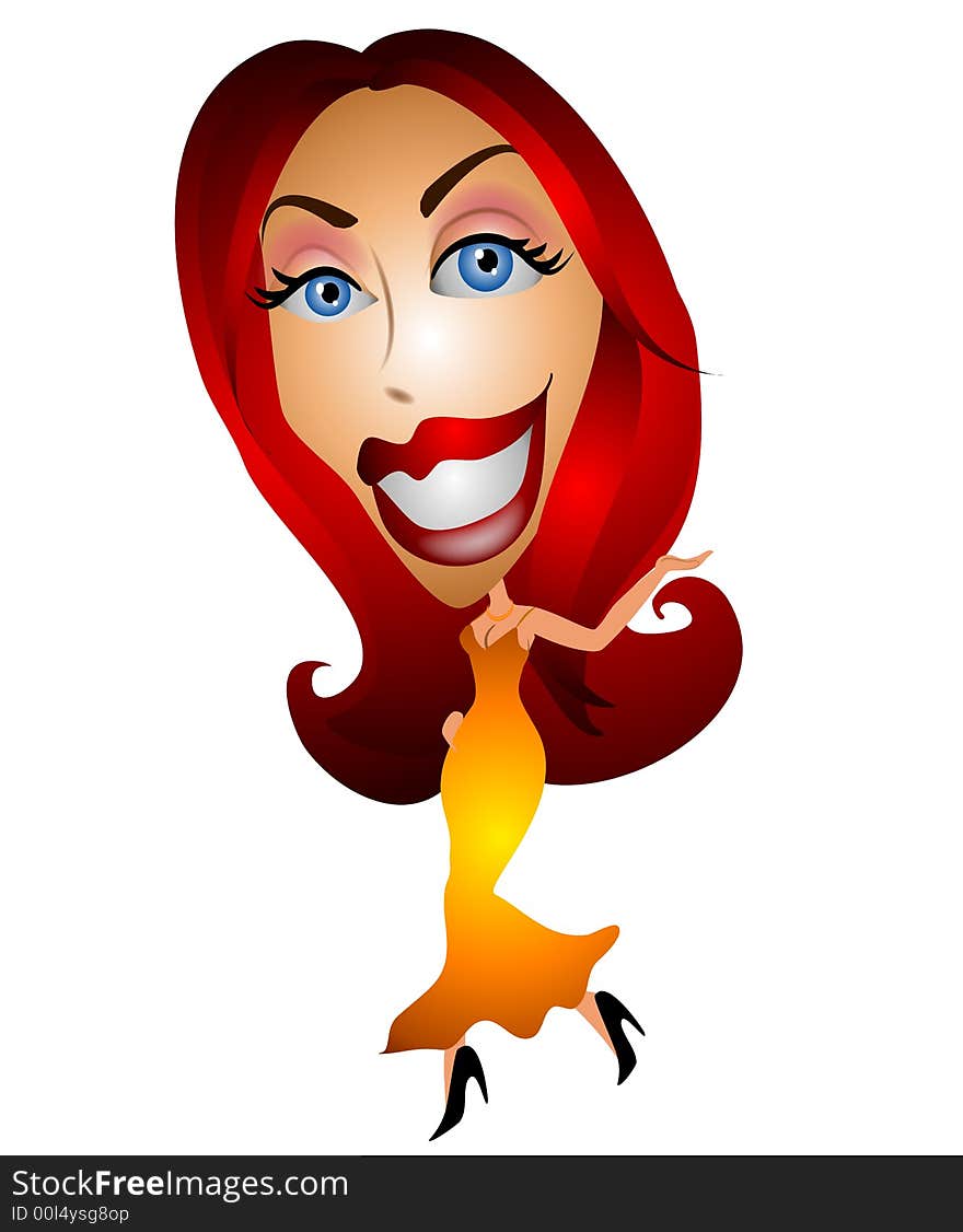 A clip art illustration of a red head caucasian woman holding her hand up. Could be used to hold a product of your choice which can be easily added, or she could be directing the viewer to look in a particular direction. A clip art illustration of a red head caucasian woman holding her hand up. Could be used to hold a product of your choice which can be easily added, or she could be directing the viewer to look in a particular direction