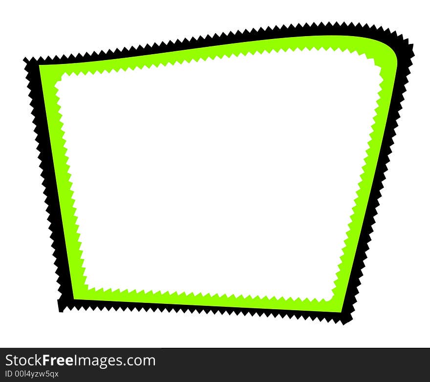 A border illustration of an abstract shaped square with zig zag edges in black and green. A border illustration of an abstract shaped square with zig zag edges in black and green