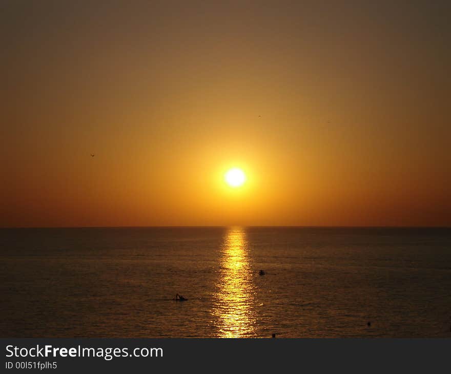 Sunset background for designers. yellow sun