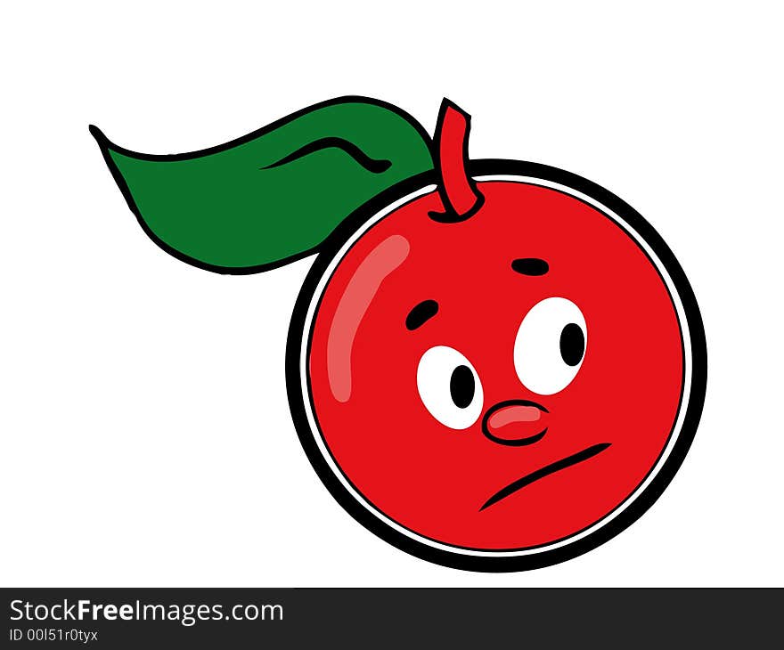 Isolated melancholy cherry - cartoon illustration. Isolated melancholy cherry - cartoon illustration