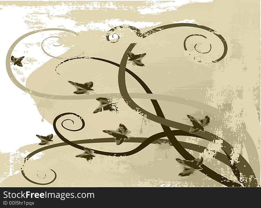 Grunge floral background,  illustration. Grunge floral background,  illustration