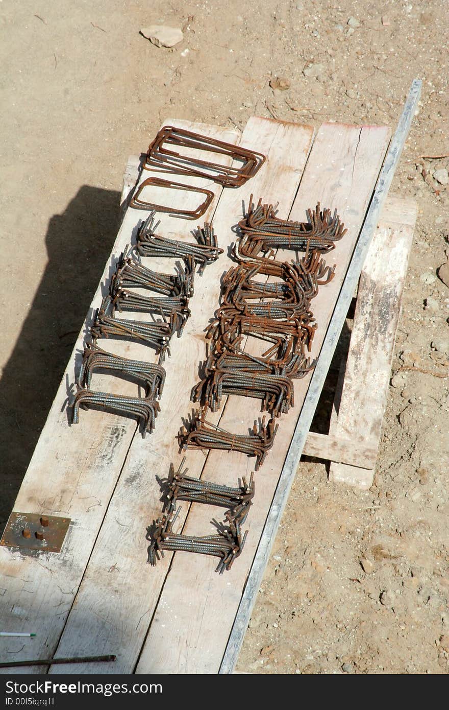 Work table in a building site looked from the top. Work table in a building site looked from the top