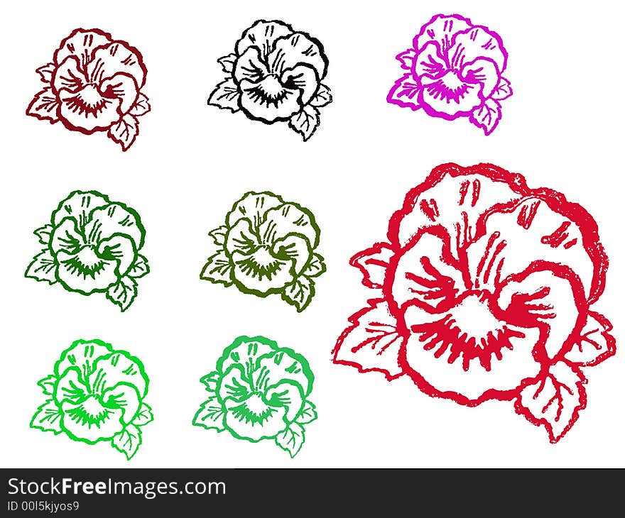 Grunge Stamps - Flowers (Transparent Vectors so they can be overlaid on to other illustrations etc). Grunge Stamps - Flowers (Transparent Vectors so they can be overlaid on to other illustrations etc)