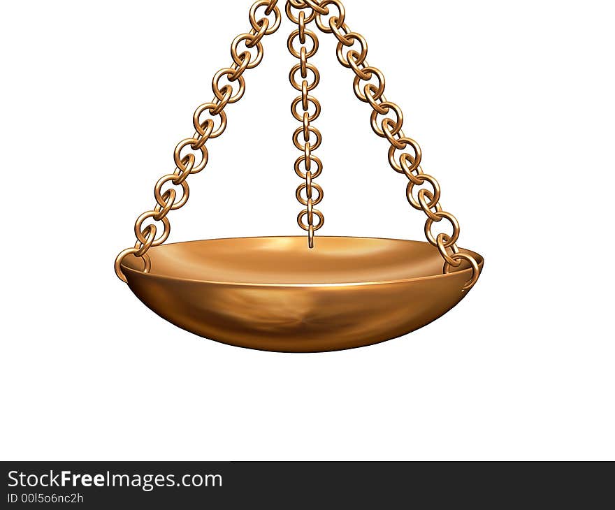 A golden measuring device with 3 golden chain. A golden measuring device with 3 golden chain