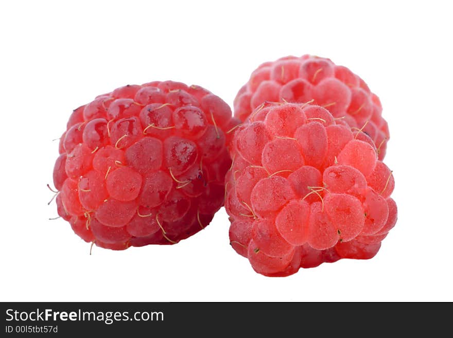 Juicy raspberries isolated on white. Juicy raspberries isolated on white