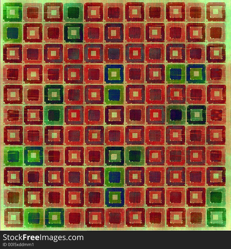 Various shades of orange and green checked background. Various shades of orange and green checked background