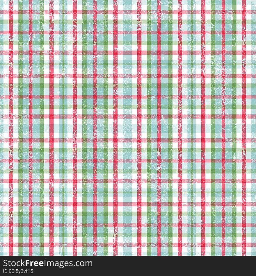 Distressed red, blue and green plaid background. Distressed red, blue and green plaid background