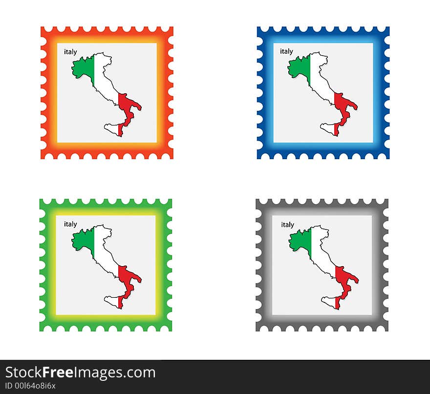 Illustration of stamp with Italy map