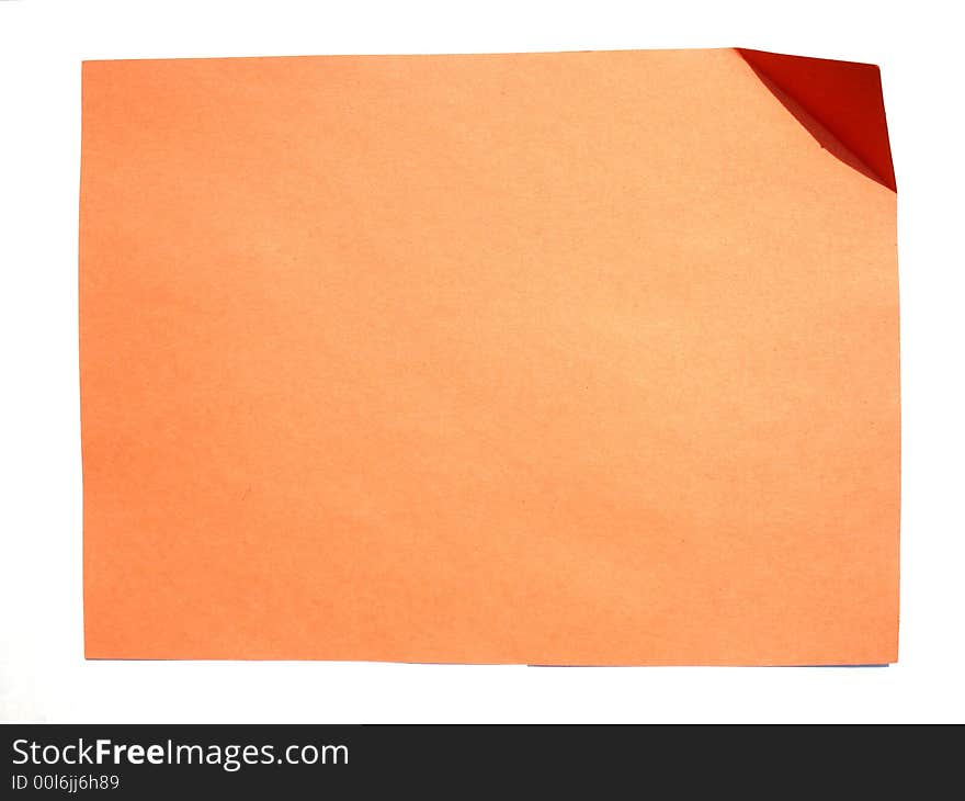 Orange paper isolated on white.