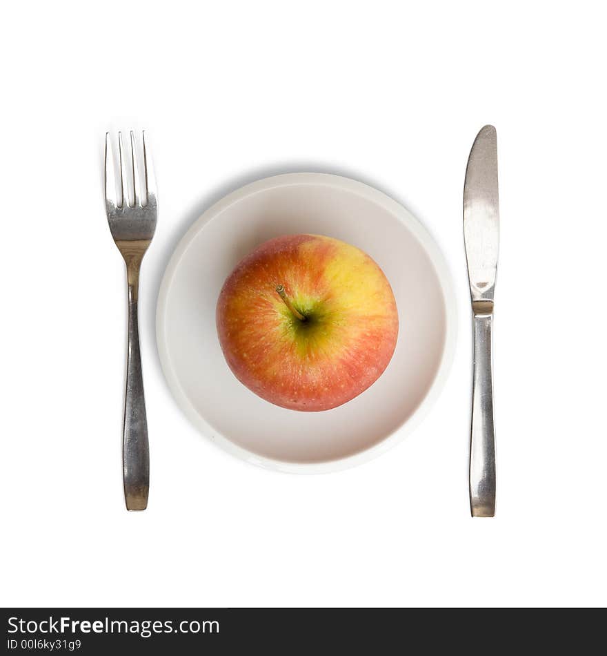 Fresh Apple on Light Background (vegetarian breakfast)