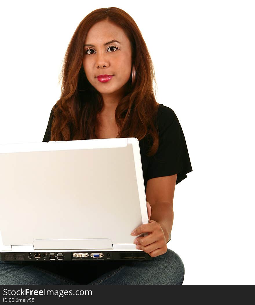 Beautiful Model Holding Laptop