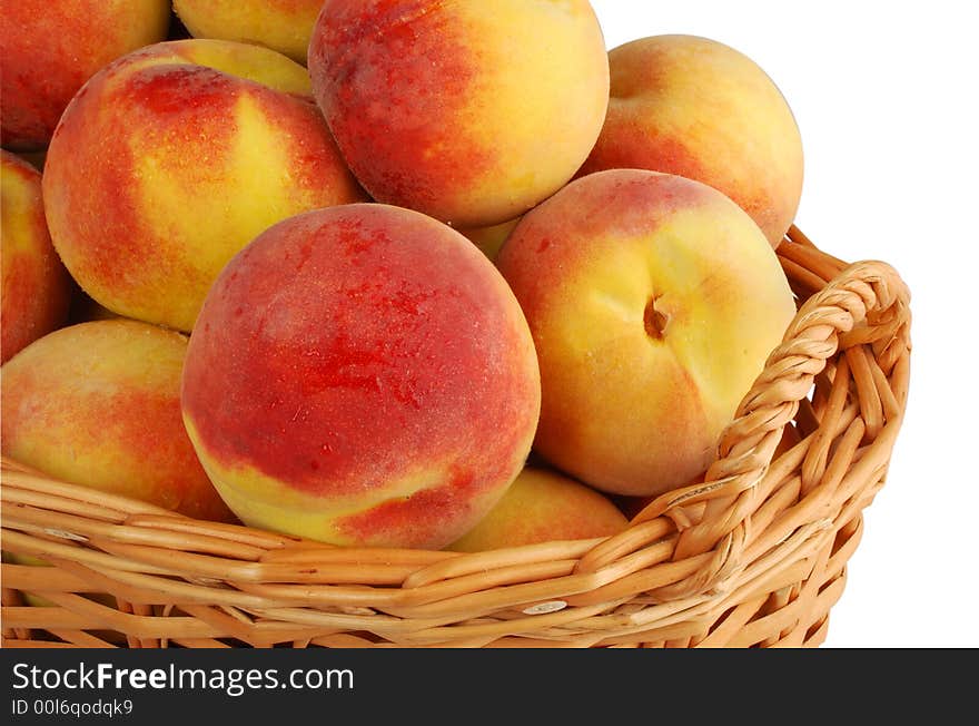 Basket Full Of Fresh Peaches