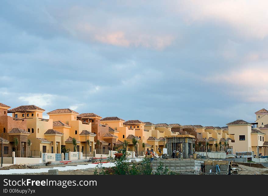 Building site in Spain where holiday apartments are being constructed. Building site in Spain where holiday apartments are being constructed