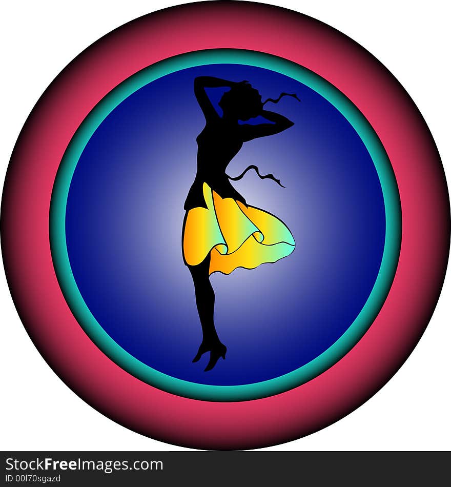 A round colorful frame with the figure of a woman. Available as Illustrator-file. A round colorful frame with the figure of a woman. Available as Illustrator-file