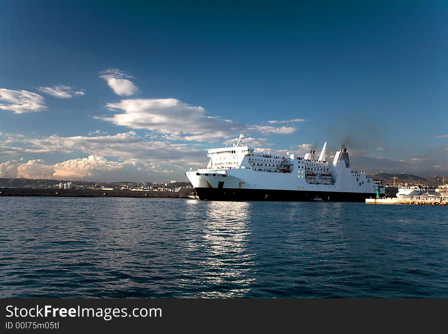 Boat going out of the harbour of Marseilles