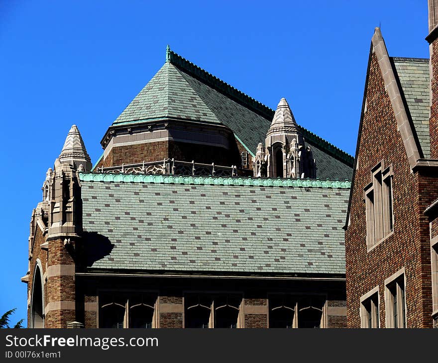 A shot of several classic brick style buildings. A shot of several classic brick style buildings.