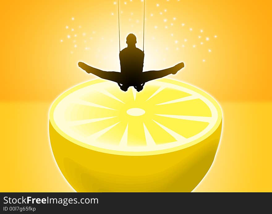 Lemon cut in half on white background with sports concept. Lemon cut in half on white background with sports concept