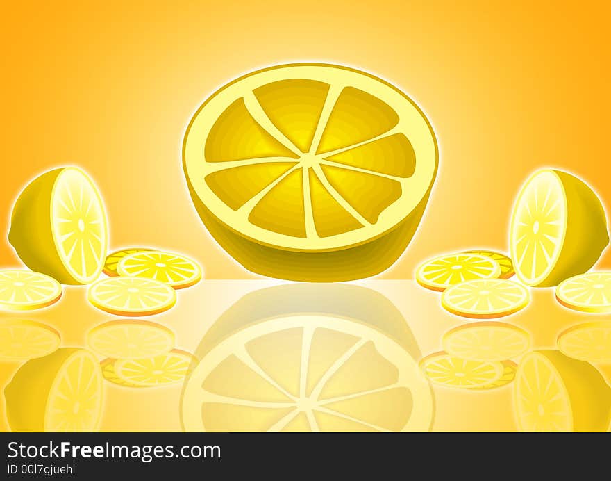 Lemon cut in half on white background