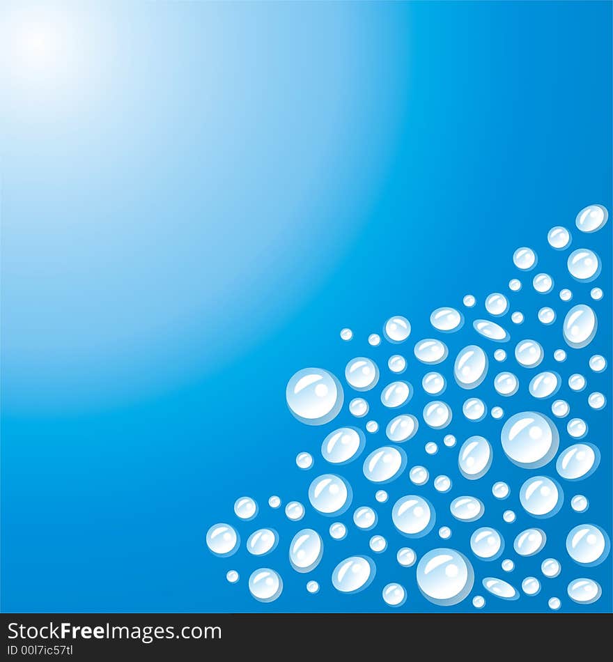 Great number of transparent bubbles on a dark blue background