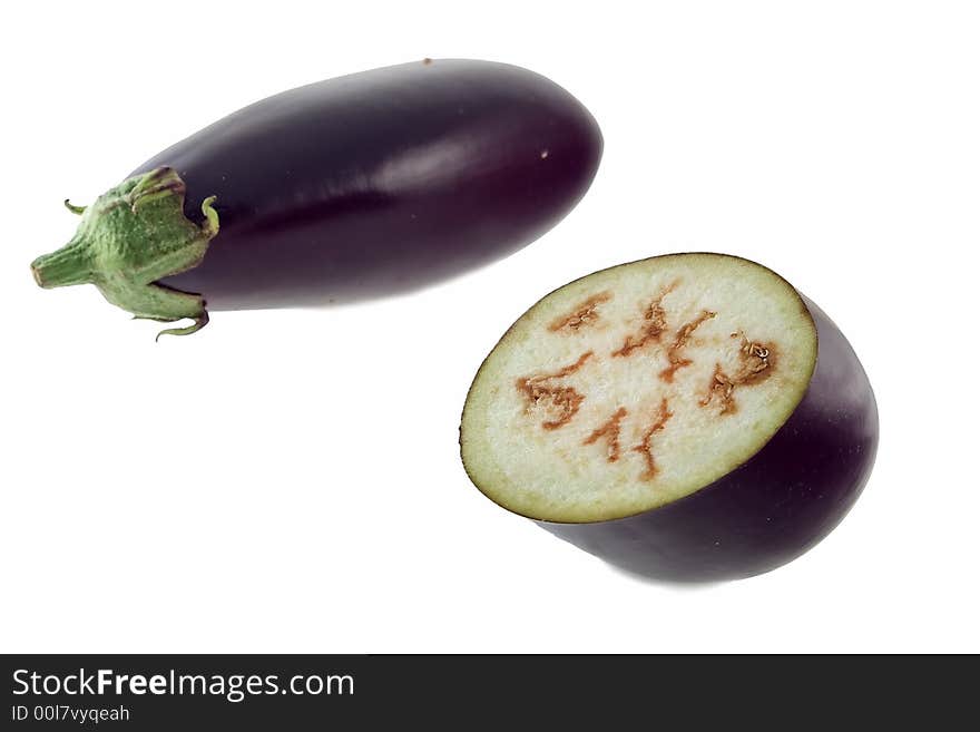 Eggplants isolated on white background.