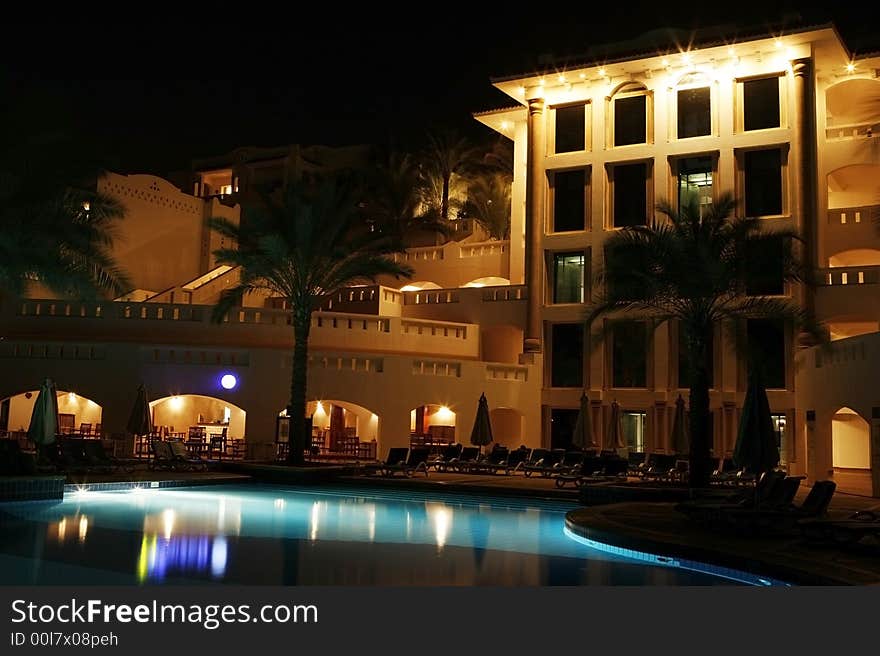 Swimming pool at night