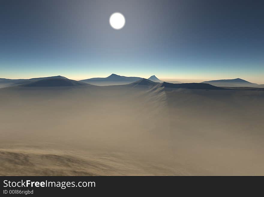 3d render of the desert