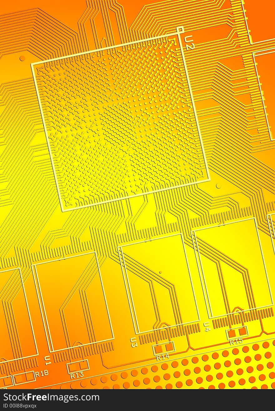 Printed circuit board, CAD rendered background