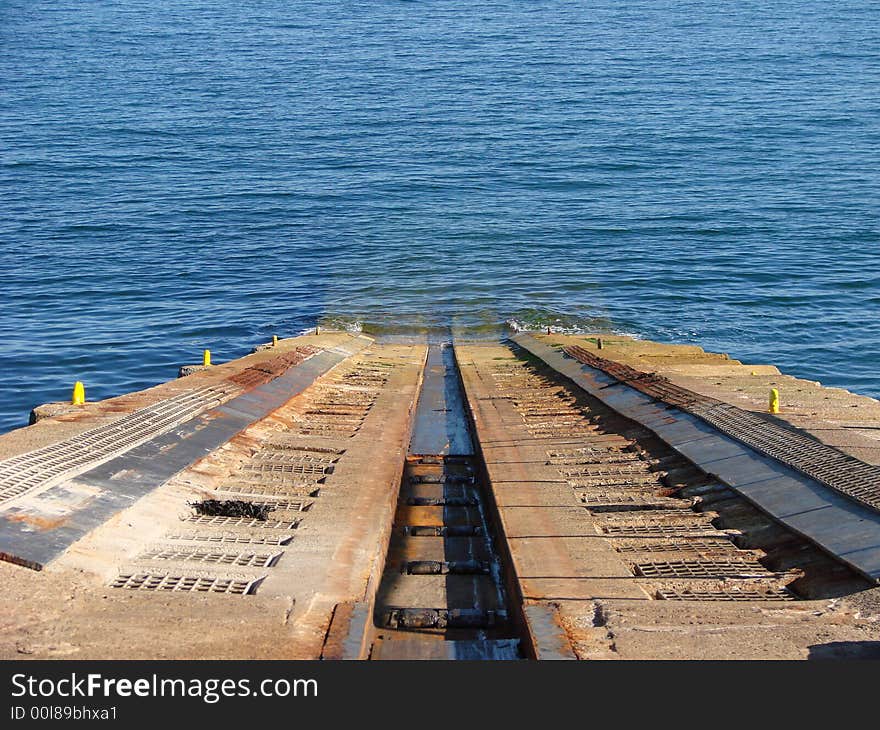 A slipway for the emergency lifeboat rescue team. A slipway for the emergency lifeboat rescue team