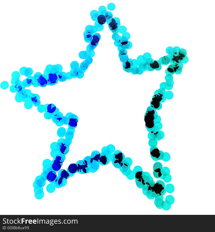 A blue star made of translucent blue spheres.