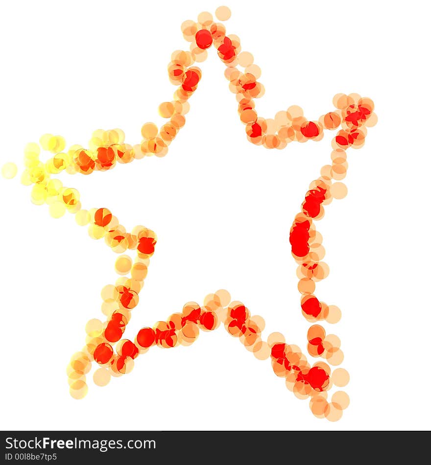 A pink star made of translucent pink spheres.