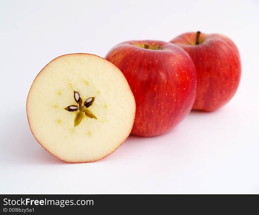 Red apple on white background