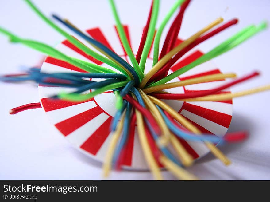 Colored wire in a white background