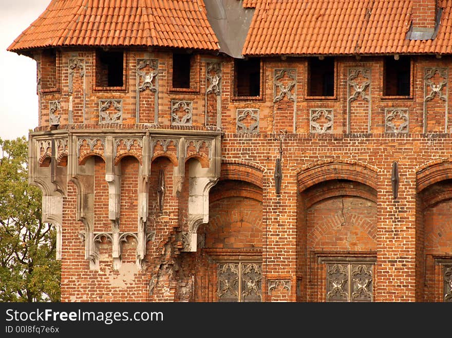 Fragment of castle tower in Malbork, Poland