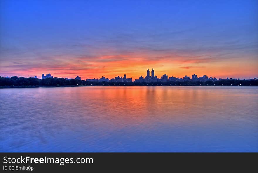 Sunset over the upper West side of Manhattan. Sunset over the upper West side of Manhattan