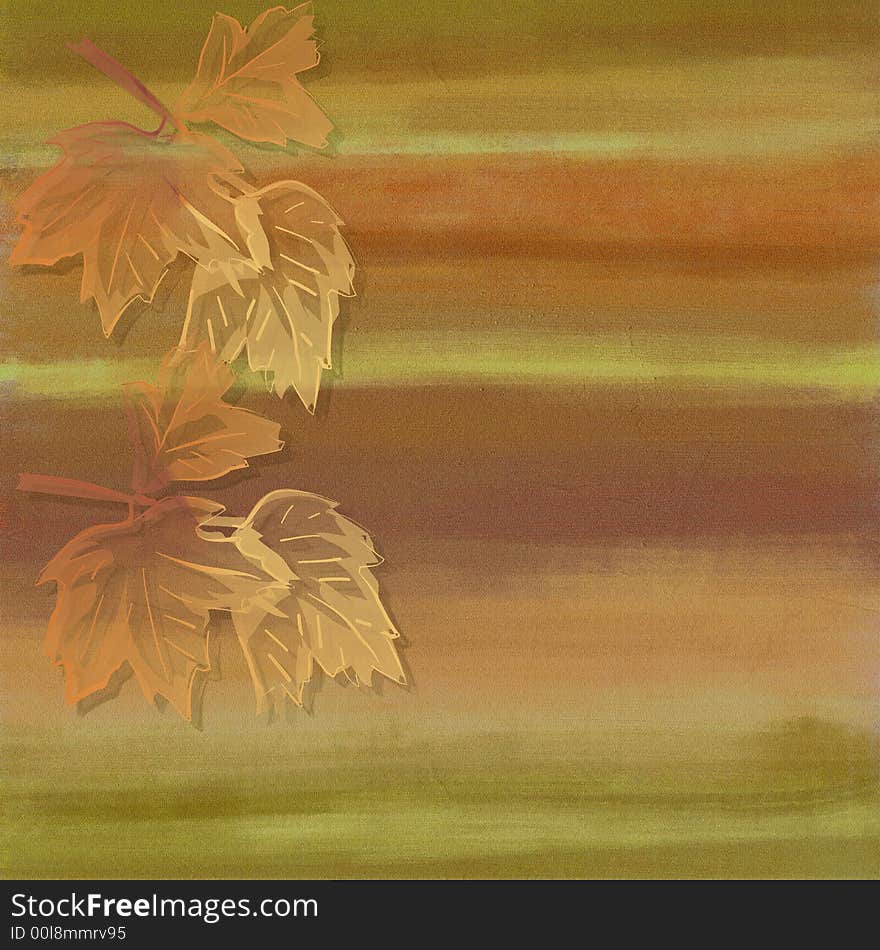 Striped background with leaves motif in autumn colours. Striped background with leaves motif in autumn colours