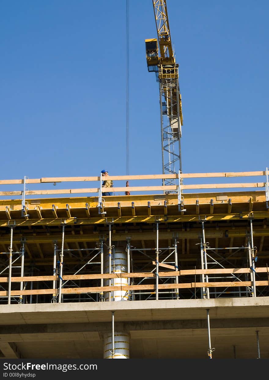 A building at the early stages of construction. A building at the early stages of construction