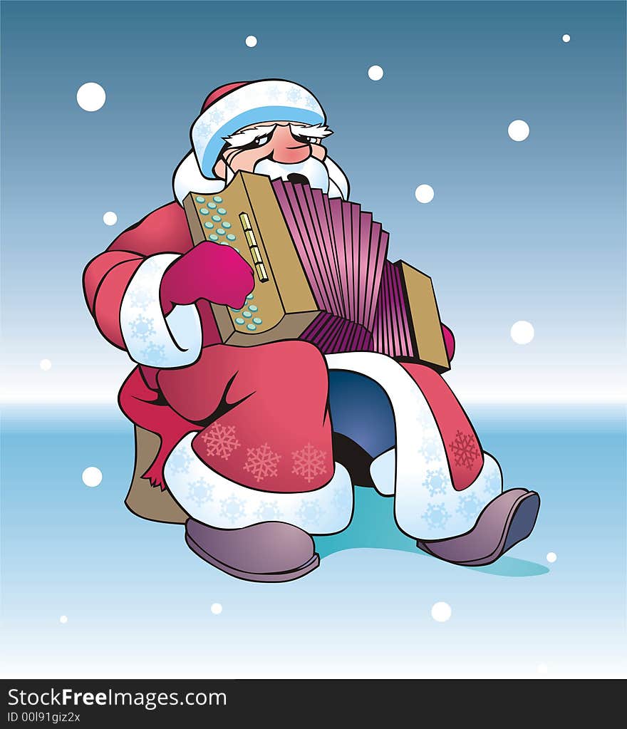 Russian Santa plays on an accordion. Russian Santa plays on an accordion