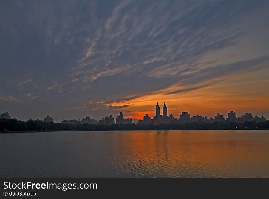 Sunset over the upper West side of Manhattan. Sunset over the upper West side of Manhattan