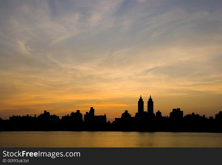 Sunset over the upper West side of Manhattan. Sunset over the upper West side of Manhattan