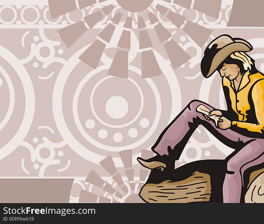 Vector background with a blonde cowgirl. Vector background with a blonde cowgirl.