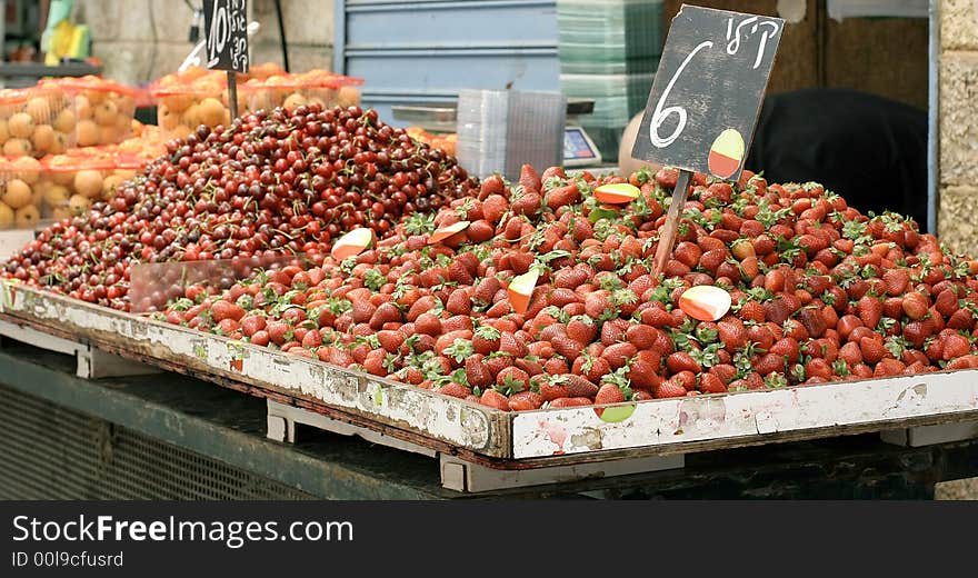 Strawberries on display