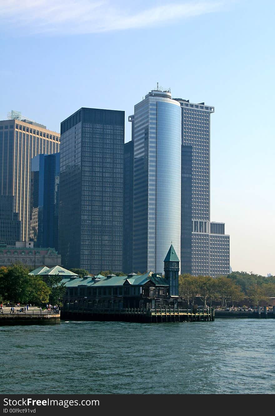 The New York City skyline from a tour boat