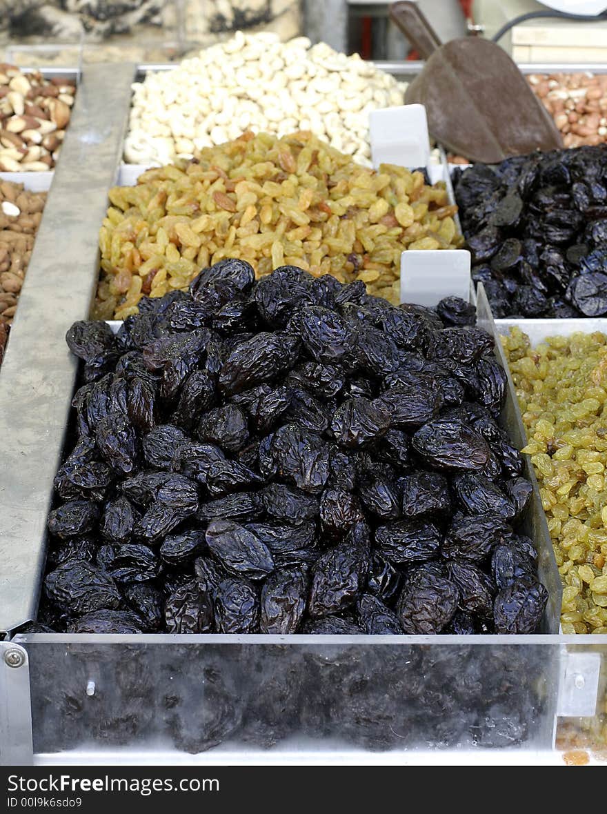 Prunes on display in market