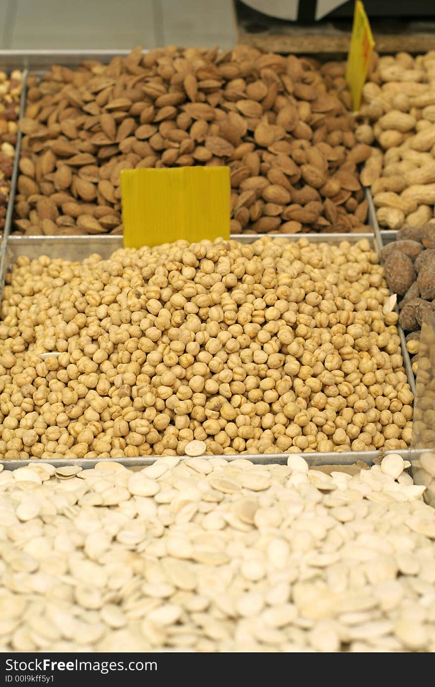 Chick peas and other nuts on display