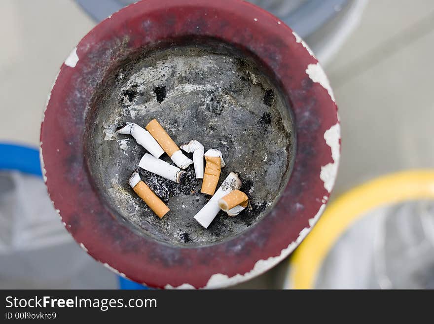 Pile Of Smoked Cigarettes.